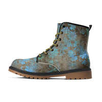 Grunge Blue Leather lace up Boots- Brown sole