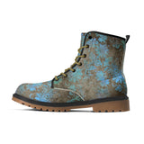 Grunge Blue Leather lace up Boots- Brown sole