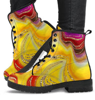 Red Yellow Swirl -Combat boots, , Designer Boots, Combat Boots, Hippie Boots