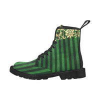 Christmas Green -Women's Canvas Boots, Combat boots, Combat Shoes, Lightweight Boot - MaWeePet- Art on Apparel