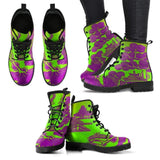 Willow Pattern green and purple Boots,  Combat boots,  Festival Combat, Hippie Boots vegan Leather - MaWeePet- Art on Apparel