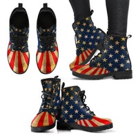 USA -Women's Combat boots, Boho Hippie Boots vegan Leather - MaWeePet- Art on Apparel