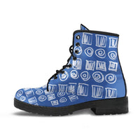 Blue Drawing  - Lace up Festival Bohemian  Combat boots,  Boots Lace up, Classic Short boots - MaWeePet- Art on Apparel