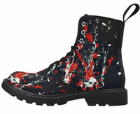 Paint Red and White -Women's lightweight 30.7oz! Combat boots Hippie Boots - MaWeePet- Art on Apparel