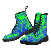 NEW Willow pattern blue and lime -Women's lightweight 30.7oz! Doc Marten Style, Festival, Combat, Hippie Boots - MaWeePet- Art on Apparel