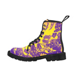 NEW Willow pattern yellow and purple  -Women's Boots, Doc Marten Style Festival Combat, Hippie Boots - MaWeePet- Art on Apparel
