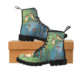 Blue Green birds- Women's Combat boots, , Boots, Combat Shoes, Hippie Boots - MaWeePet- Art on Apparel