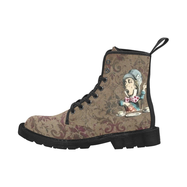 Mad Hatter 1  -Combat boots, , Festival, Combat, Vintage Hippie Lace up Boots - MaWeePet- Art on Apparel