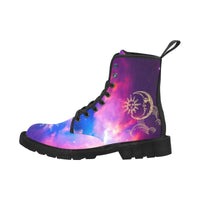 Blue Galaxy Flare  -Combat boots, , Festival, Combat, Vintage Hippie Lace up Boots - MaWeePet 