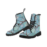 Past Mist Blue Bird-Women's Canvas Boots, Combat boots, , Handcraft Boots, Combat Boots, Hippie Boots - MaWeePet- Art on Apparel