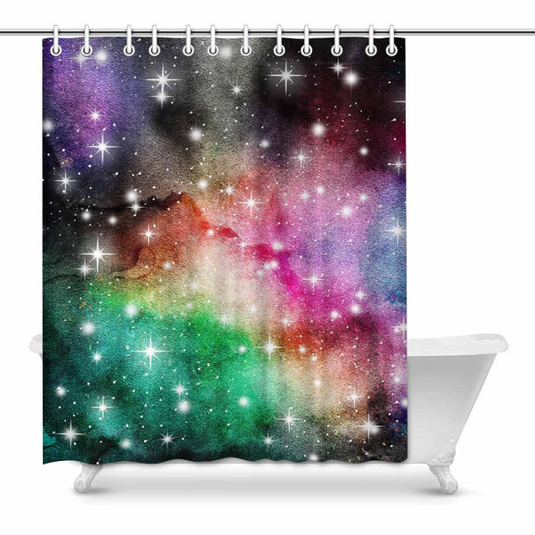 Star light Shower Curtain 60"x72"fitted with C-shaped curtain hooks, - MaWeePet- Art on Apparel