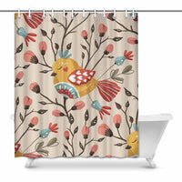 Sleeping Bird Shower Curtain 60"x72"fitted with C-shaped curtain hooks, - MaWeePet- Art on Apparel