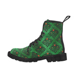 Green Wreath -Women's Canvas Boots, Combat boots,  Combat Shoes, Lightweight Boots - MaWeePet- Art on Apparel