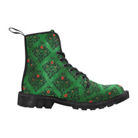 Green Wreath -Women's Canvas Boots, Combat boots,  Combat Shoes, Lightweight Boots - MaWeePet 
