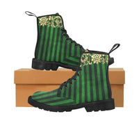Christmas Green -Women's Canvas Boots, Combat boots, Combat Shoes, Lightweight Boot - MaWeePet- Art on Apparel