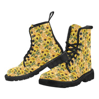 Sunflower Bee-Women's Boots, Combat boots, , Combat Shoes, Hippie Boots - MaWeePet- Art on Apparel