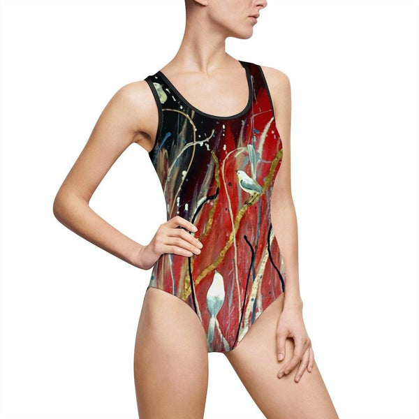 Red- Women's Classic One-Piece Swimsuit - MaWeePet- Art on Apparel