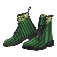 Christmas Green -Women's Canvas Boots, Combat boots, Combat Shoes, Lightweight Boot - MaWeePet 