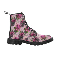 Pink Floral-Women's Boots, Combat boots, , Combat Shoes, Hippie Boots - MaWeePet- Art on Apparel