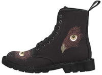 Owls Eye -Women's lightweight Combat boots , Festival, Combat, Hippie Boots - MaWeePet- Art on Apparel