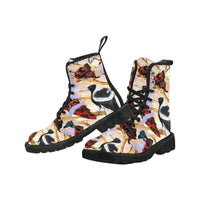 Magpie art -Women's Canvas Boots, Combat boots,  Style, Handcraft Boots, Combat Shoes, Hippie Boots - MaWeePet- Art on Apparel