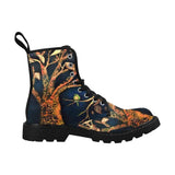 Tree Bird-Women's Canvas Boots, Combat boots , Handcraft Boots, Hippie Boots, Boho Boots - MaWeePet- Art on Apparel