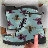 Bees on Blue -Classic boots, combat boots, Lace up Festival boots - MaWeePet- Art on Apparel