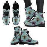 Bees on Blue -Classic boots, combat boots, Lace up Festival boots - MaWeePet- Art on Apparel