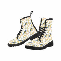 Little Yellow Bird -Women's lightweight Combat boots , Festival, Combat, Hippie Boots - MaWeePet- Art on Apparel