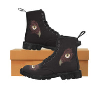 Owls Eye -Women's lightweight Combat boots , Festival, Combat, Hippie Boots - MaWeePet- Art on Apparel