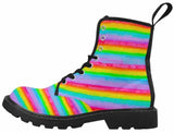 Watercolor Rainbow -Doc Style, Festival, Combat, Vintage Hippie Lace up Boots - MaWeePet- Art on Apparel