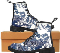 Willow Pattern -Women's lightweight Combat boots , Festival, Combat, Hippie Boots - MaWeePet- Art on Apparel
