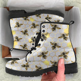 Bees Honey Bees -Lace up Ankle, Bohemian Combat boots,  Hippy Wedding Boots - MaWeePet- Art on Apparel