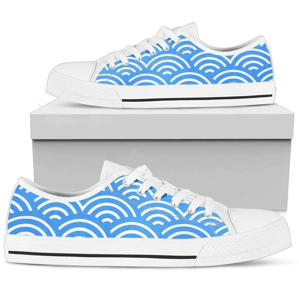 Sneakers-Blue Scales -Womans Low Top Canvas Sneakers, Cruise Fashion Shoes - MaWeePet- Art on Apparel