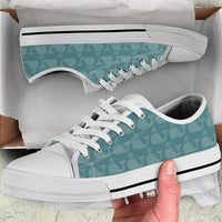 Sneakers-Blue Green Whale -Womans Low Top Canvas Sneakers, Cruise Fashion Shoes - MaWeePet- Art on Apparel