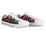 Sneakers-Floral Pink -Womans Low Top Canvas Sneakers, Cruise Fashion Shoes - MaWeePet- Art on Apparel