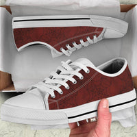 Sneakers-Red Web -Womans Low Top Canvas Sneakers, Cruise Fashion Shoes - MaWeePet- Art on Apparel
