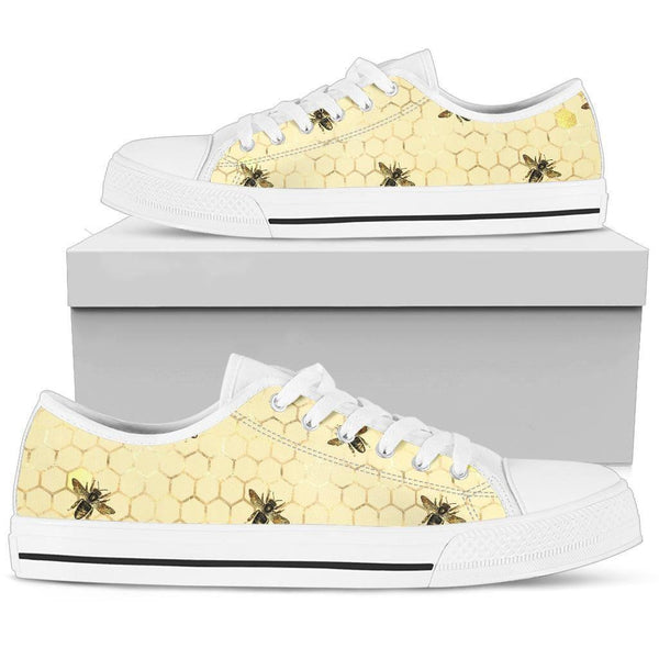Sneakers-Honey Bees -Womans Low Top Canvas Sneakers, Cruise Fashion Shoes - MaWeePet- Art on Apparel