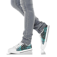 Sneakers-Blue Grunge -Womans Low Top Canvas Sneakers, Cruise Fashion Shoes - MaWeePet- Art on Apparel