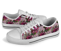 Sneakers-Pink Floral -Womans Low Top Canvas Sneakers, Cruise Fashion Shoes - MaWeePet- Art on Apparel