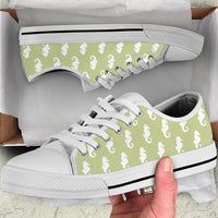 Sneakers-Seahorse Blue Green -Womans Low Top Canvas Sneakers, Chuck style - MaWeePet- Art on Apparel