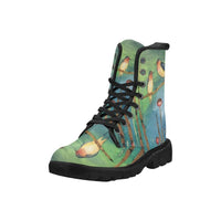 Blue Green birds- Women's Combat boots , Boots, Combat Shoes, Hippie Boots - MaWeePet- Art on Apparel