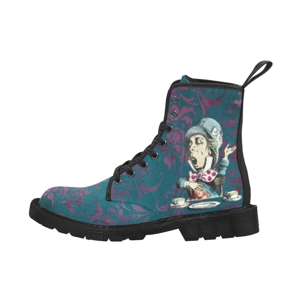 Mad Hatter 5 -Combat boots , Festival, Combat, Vintage Hippie Lace up Boots - MaWeePet- Art on Apparel