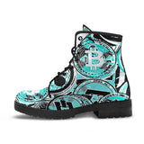 Combat boots,  Classic Combat Boots Lace up Boots- Bitcoin Crypto Blue-Women's - MaWeePet- Art on Apparel
