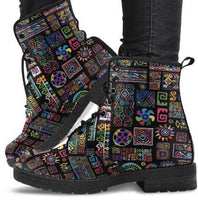 Abstract Bohemian-Women's Combat boots, , Festival, Combat Boots, Vintage Hippie Lace up Boots - MaWeePet- Art on Apparel