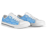 Sneakers-Blue Scales -Womans Low Top Canvas Sneakers, Cruise Fashion Shoes - MaWeePet- Art on Apparel