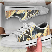 Sneakers-Crow Raven -Womans Low Top Canvas Sneakers, Cruise Fashion Shoes - MaWeePet- Art on Apparel