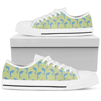 Sneakers-Dolphins Green -Womans Low Top Canvas Sneakers, Cruise Fashion Shoes - MaWeePet- Art on Apparel
