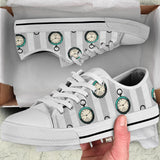 Sneakers-On Time -Womans Low Top Canvas Sneakers, Cruise Fashion Shoes - MaWeePet- Art on Apparel