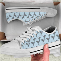 Sneakers-Dolphin Blue -Womans Low Top Canvas Sneakers, Cruise Fashion Shoes - MaWeePet- Art on Apparel